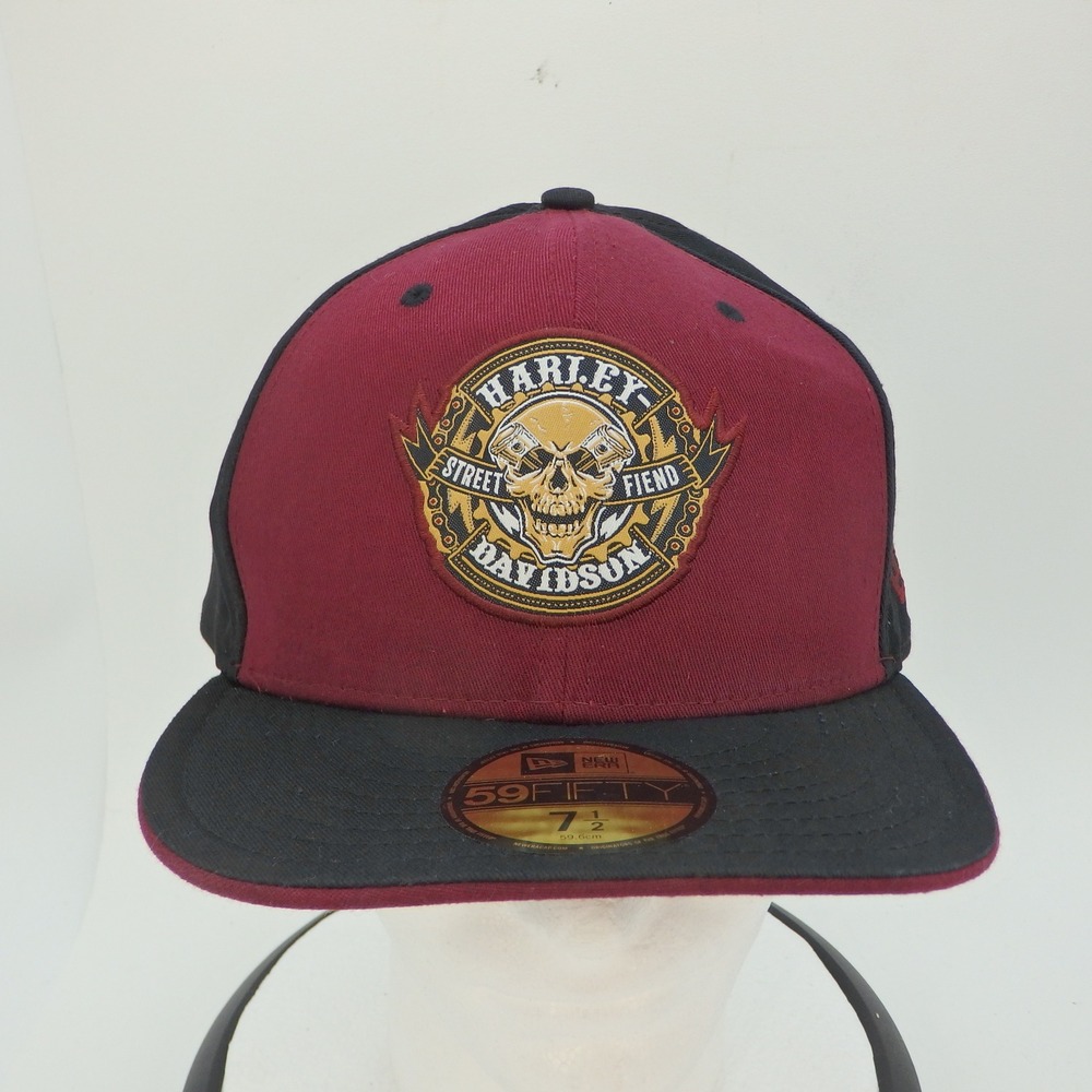 Harley Davidson Street Fiend Skull Logo New Era 59FIFTY Fitted Baseball Cap XL